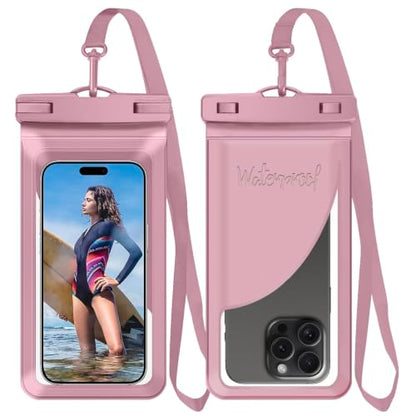 Waterproof Phone Pouch for iPhone 17 16 15 Pro Max IPX8 Pink-8.3 | Card Pocket, Lightweight, Large Cellphone Dry Bag, IPX8 Rated, Beach Essential, Cruise Ship, 1 Pack, 8.3 inch - color: A3-Pink- 1 pack