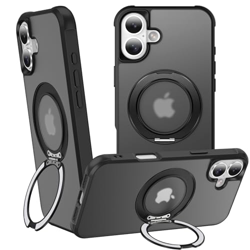 360°Magnetic Swivel Ring for iPhone 16 Plus case-Black - color: Black, size: iPhone 16 Plus