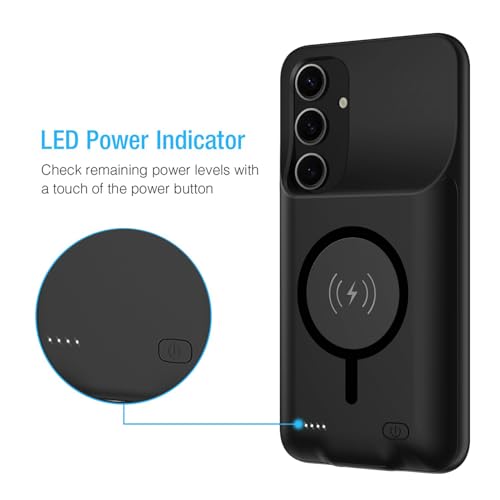 Battery Case for Galaxy S25,10000mAh Portable Protective Smart Wireless Charging Case Support Carplay Compatible with Galaxy S25 (6.2 inch) Rechargeable Extended Battery Charger Case(Black) - size: Galaxy S25