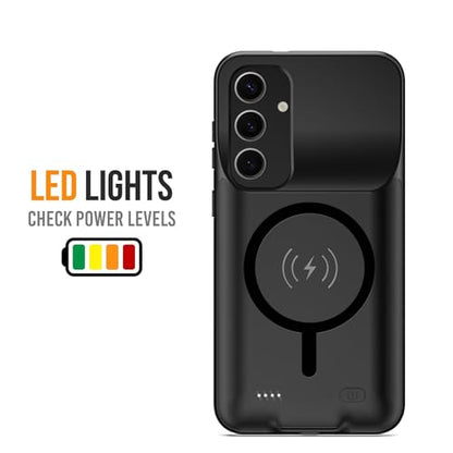Battery Case for Galaxy S24 Plus,[12000mAh]Large capacity Slim Portable Protective Fast Charging Case Battery Case Compatible with Galaxy S24 Plus Wireless Charging Case with Carplay(6.7inch)-Black - size: for Galaxy S24 Plus