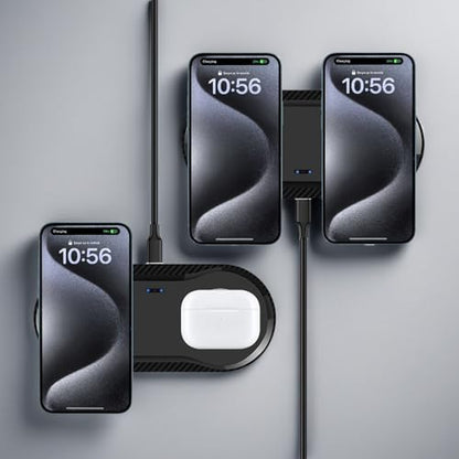 Wireless Charger, 20W Dual Wireless Charging Pad,Fast Charging Pad for Samsung Galaxy S24/S24 Ultra/S23/S22/S21/S20, for iPhone 16/15/14/13/12/11/XR/X, for Airpods 4/3/2/Pro, and More.(with Adapter)