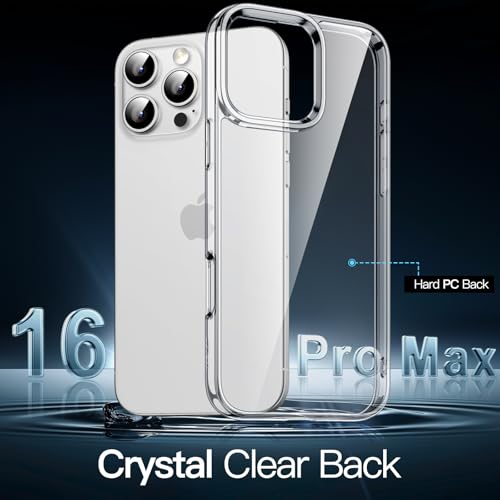 JETech Case for iPhone 16 Pro Max, Anti-Yellowing, Clear | Shockproof Protection, Scratch Resistant Hard PC Back, Durable Transparent TPU Bumper - color: Clear, size: iPhone 16 Pro Max