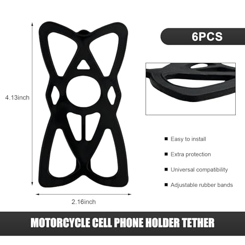 6PCS Motorcycle Phone Mount Tether, Anti-Slip Silicone Security Band Bike Cellphone Mount Tethers, Universal Cycling Phone Holder Grip Strap for Motorcycles Bikes Scooters - color: 6PCS