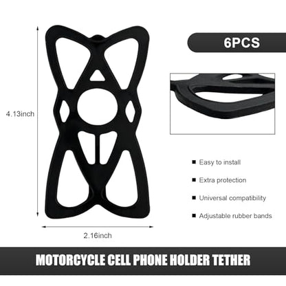 6PCS Motorcycle Phone Mount Tether, Anti-Slip Silicone Security Band Bike Cellphone Mount Tethers, Universal Cycling Phone Holder Grip Strap for Motorcycles Bikes Scooters - color: 6PCS