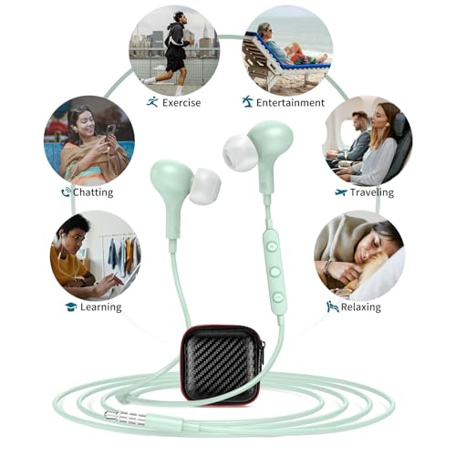 APETOO Wired Earbuds in-Ear Headphones 3.5mm Jack for Laptop/School Mint - color: Green