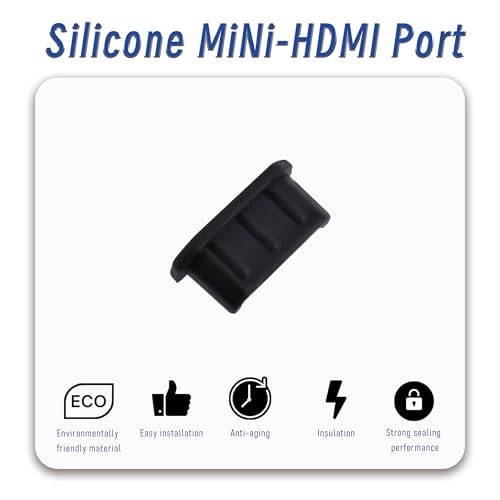 5 PCS Mini-HDMI Port Anti-dust Plugs, Silicone Covers Caps Stoppers, Port Protector for TV Computer Digital Socket Printer, 0.39 x 0.1 (LxW) - size: Mini-HDMI/Black/5 PCS