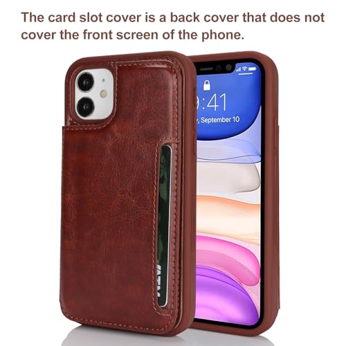 iCoverCase Compatible with iPhone 11 Case with Card Holder, Wallet Phone Case for Women Men RFID Blocking PU Leather Protective Case 6.1 Inch (Dark Brown) - color: Dark Brown