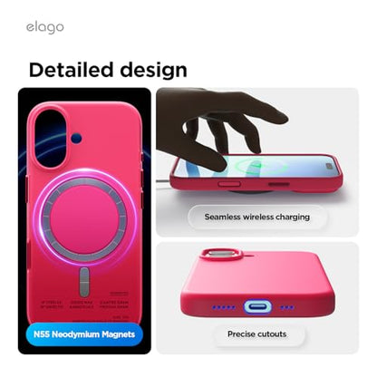 elago Premium Magnetic Silicone Case for iPhone 17 | Compatible with MagSafe, Liquid Silicone Material, Protection, Shockproof, Slim Phone (Ice Red) - color: Ice Red, size: iPhone 17
