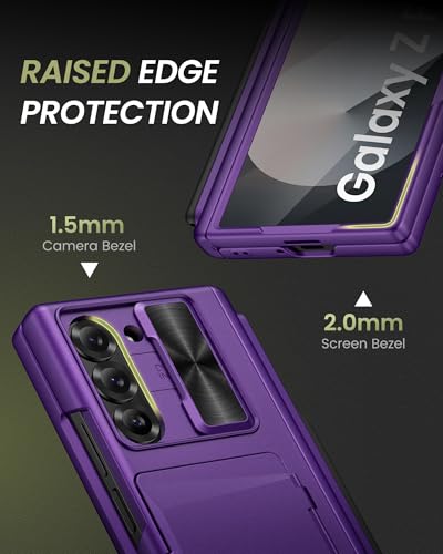 for Samsung Galaxy Z Fold 6 Case with Card Holder, Dark Purple - color: Dark Purple-P