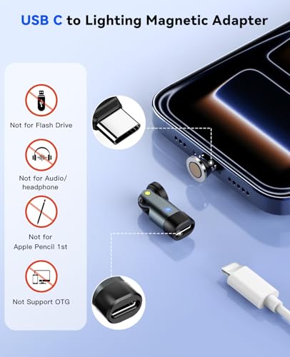 TiMOVO Lighting to USB C Magnetic Adapter, Gray
