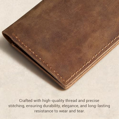 CoBak Genuine Leather Checkbook Cover for Women & Men, with RFID Blocking | Classic Design Check Book Holder for Personal and Business - color: *Genuine Leather Brown