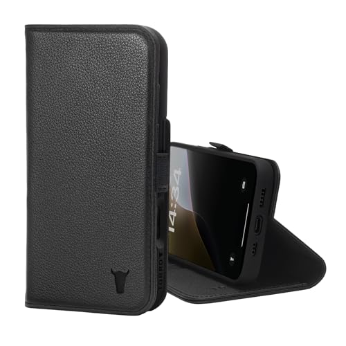 TORRO Premium Leather Case Compatible with iPhone 16 Pro 6.3" – Genuine Leather Wallet Flip Folio Case with Kickstand and Card Slots (Compatible with Official MagSafe Chargers) - Black - color: Black