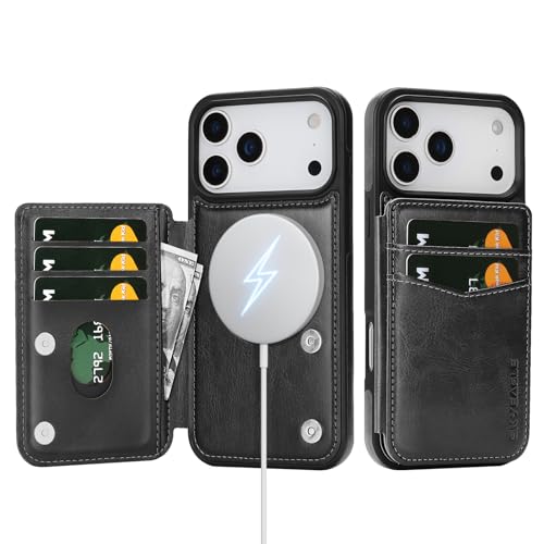 SkyEagle Compatible with MagSafe iPhone 17 Pro Max Case Wallet,Black | Magnetic Clasp,RFID Blocking,PU Leather,Flip Folio Shockproof Phone Cover,with Credit Card Slots & Kickstand for Men & Women - color: Black, size: iPhone 17 Pro Max - 6.9"