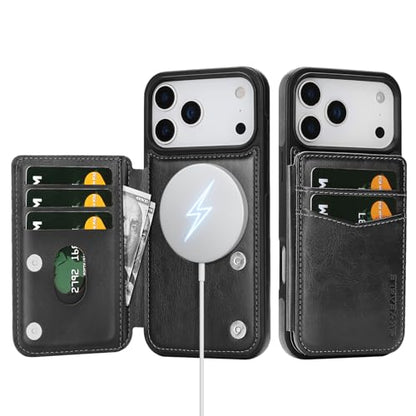 SkyEagle Compatible with MagSafe iPhone 17 Pro Max Case Wallet,Black | Magnetic Clasp,RFID Blocking,PU Leather,Flip Folio Shockproof Phone Cover,with Credit Card Slots & Kickstand for Men & Women - color: Black, size: iPhone 17 Pro Max - 6.9"