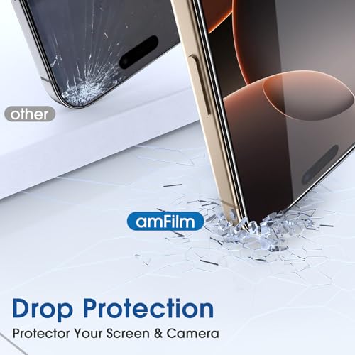 amFilm OneTouch for iPhone 16 Pro Max Screen Protector 6.9'' Tempered Glass - size: 16P-6.9”
