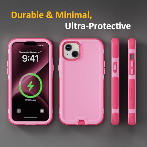 Follaroma Magnetic for iPhone 14 Plus Case,Heavy Duty Phone Cases,Pink,6.7" | Compatible with MagSafe, Heavy Duty Shockproof,Military-Grade Anti-Drop Protective,Dual Layer Magnetic Protection Phone Cover - color: Pink, size: iPhone 14 Plus 6.7''