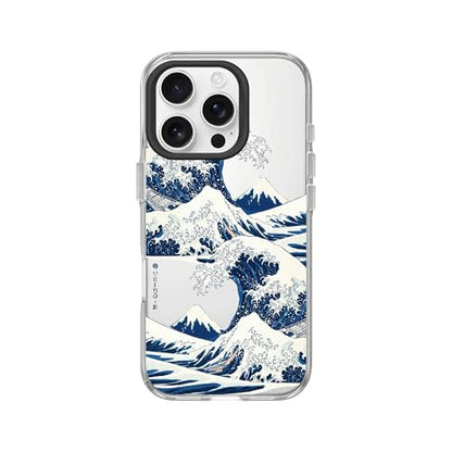 RhinoShield Clear Phone Case for iPhone 16 Pro | Anti-Yellowing, Transparent, High Clarity, Shockproof, Military Grade Drop Protection - color: The Great Wave I, size: iPhone 16 Pro