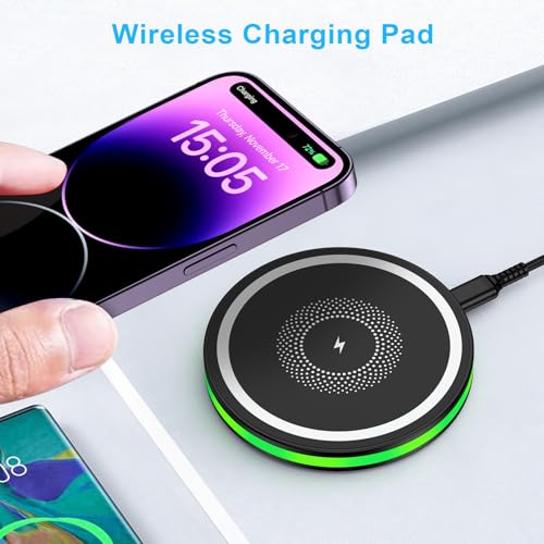 Samsung Galaxy S26 Ultra Wireless Charger Fast Charging Pad for Galaxy S26 Ultra S26 S25 S24 S23 Wireless Phone Charger Android Charging Station Cargador Inalámbrico para for iPhone 17e 17 Pro Max 16