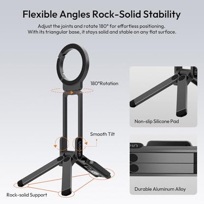ULANZI MA38 Magnetic Phone Tripod for iPhone 18 Pro, Aluminum Phone Holder - color: Obsidian Gray
