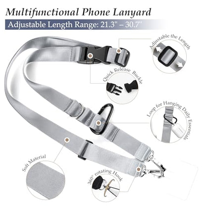 Multifunctional Phone Lanyard Adjustable Anti-Theft Crossbody Phone Strap - color: Grey