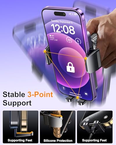 BIVGAZA Phone Holder Car [Military-Grade Suction] Universal Car Phone Holder Mount [Thick Case Friendly] Automobile Accessories Dashboard Windshield Phone Mount Fit for All iPhone Android Smartphones - size: Medium