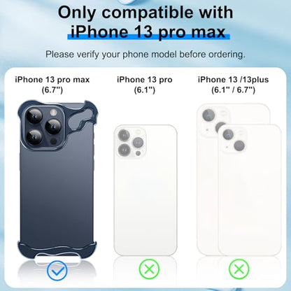 Frameless Phone Case Crafted for iPhone 13 Pro Max Blue - color: Aluminum Blue, size: iPhone 13 Pro Max
