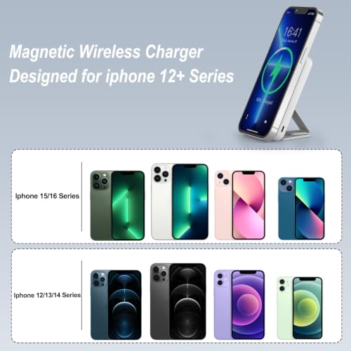 AOGUERBE Magnetic Power Bank, 10000mAh Wireless Portable Charger with Stand - color: Cream White