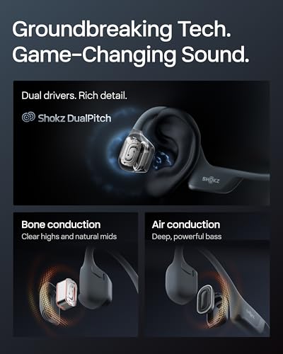 SHOKZ OpenRun Pro 2 Bone Conduction Bluetooth Sport Headphones, Black - color: Black, size: Standard