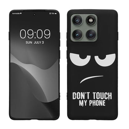 kwmobile TPU Silicone Case Compatible with Motorola Edge 60 Pro - Case Soft Cover - Don't Touch My Phone White/Black - size: Edge 60 Pro