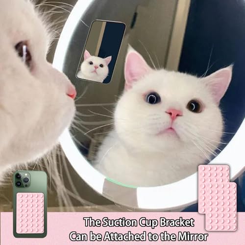 10 Pieces Suction Phone Case Mount, Phone Stand for Mirror Glass, Silicone Double Sided Suction Cup Mirror Phone Stand for Wall Tiles, Mirror, Transparent Shells, Metal Surface (Pink)