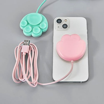 Pink Cat Paw Wireless Charger - 15W Fast Charging for iPhone & Samsung, for Cat Lovers, Best Friends & Teens (Adorable Design)(No AC Adapter) (Pink) - color: Pink