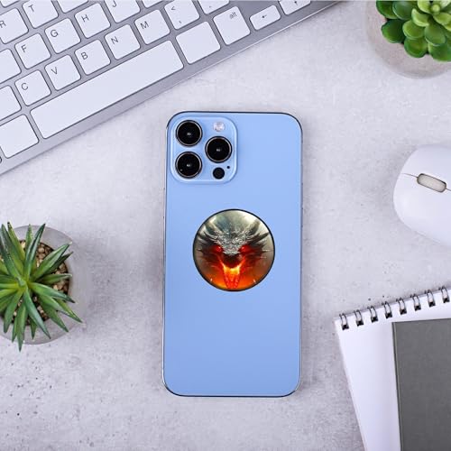 2 Pack Cell Phone Grip with Expanding Kickstand, Grey Flame Dragon - color: Grey Flame Dragon
