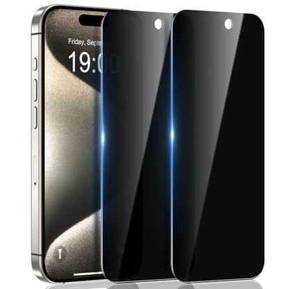 WHPXJY for [2 Pack] Privacy Screen Protector for iPhone 15/15 Pro, Anti Spy, Anti-Scratch, Touch Sensitive, No Bubbles, Easy to Install, Private Tempered Glass Film Screen Accessories 6.1-inch - size: iPhone 15 Pro -6.1Inch
