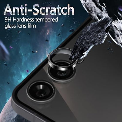 1 Pack Camera Lens Frame for Samsung Galaxy Z Flip 7, 9H Glass Screen Protector Anti-Scratch, Tempered Glass Metal Individual Camera Cover Accessories for Samsung Galaxy Z Flip 7,Black - size: for Galaxy Z Flip 7