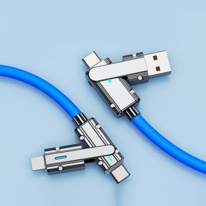 2 Pack USB C to C Cable 5ft Chubby Silicone 4 in 1 USB C Charging Cable - color: Orange+Blue