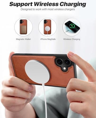 OCASE for iPhone 17 Detachable Wallet Case with Card Holder, 2 in 1 PU Leather Flip Folio with RFID Blocking Stand Wrist Strap Shockproof Phone Cover 6.3 Inch 2025, Brown - color: Brown, size: iPhone 17