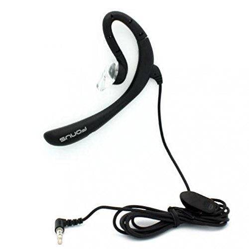 Wired Headset Mono Handsfree Earphone 3.5mm Headphone Boom Microphone Single Earbud [Black] for Verizon iPhone SE - Verizon BlackBerry Priv - Verizon Google Pixel