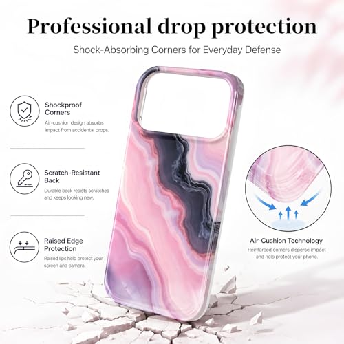 Case Compatible with iPhone 17 Pro Max, 2025 Anti-Yellow Ultra Transparent Soft TPU Phone Case, Shockproof Anti-Slip Slim Lightweight Full Coverage Protective (Marble Pattern 5) - color: Marble pattern 5