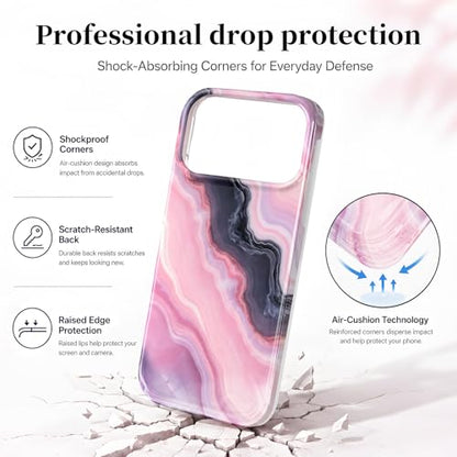 Case Compatible with iPhone 17 Pro Max, 2025 Anti-Yellow Ultra Transparent Soft TPU Phone Case, Shockproof Anti-Slip Slim Lightweight Full Coverage Protective (Marble Pattern 5) - color: Marble pattern 5