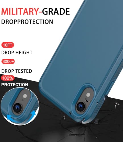 Diverbox for iPhone XR Case [Tempered Glass Screen Protector] [Shockproof] [Dropproof] Heavy Duty Protection Phone Case Cover for Apple iPhone XR Blue - color: Blue-2in1