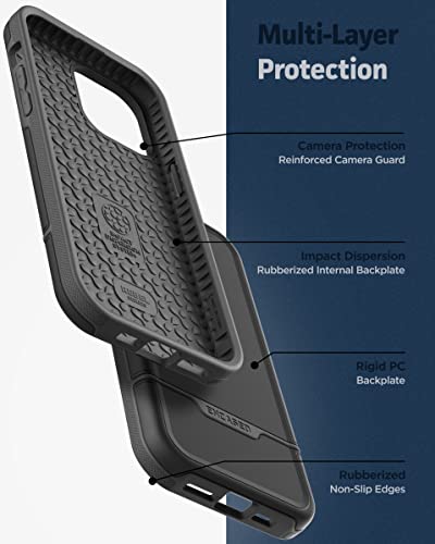ENCASED Heavy Duty iPhone 14 PRO MAX Case with Screen Protector, Ultra Protective Military Grade [10Ft Drop Rated] Dual Hybrid Rugged Cover (Rebel Series) (Black) - color: Black, size: iPhone 14 Pro Max