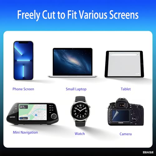 Cut to Fit Screen Protector [3-Pack] 120 * 180 mm Trimmable Protective Film Universal HD Clear Hydrogel Screen Protection Anti-Scratch Cuttable Display Film for Phone, GPS, Tablet, Camera