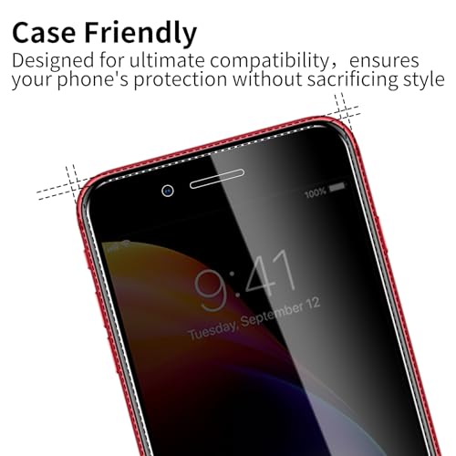 3 Pack Privacy Screen Protector for iPhone 7 Plus/8 Plus, 9H Hardness Double Shatterproof Anti-Spy Tempered Glass Film, Easy Installation, Case-Friendly - size: iPhone 7 Plus/8 Plus