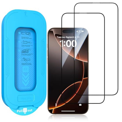 KUZOOM 2Pack HD Clarity Tempered Glass Screen Protector for iPhone 16 Pro - color: Transparent 16 Pro