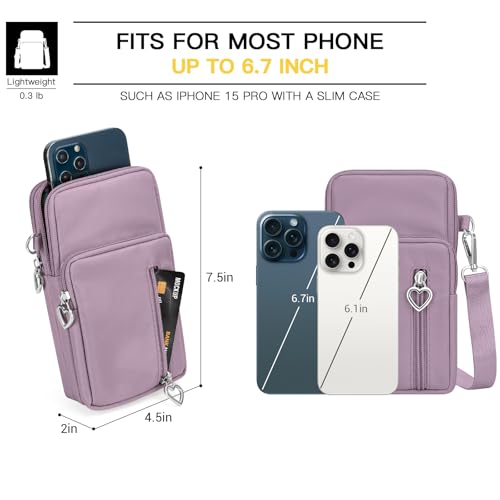 YINHEXI Small Crossbody Bags for Women Trendy, Mini Triple Compartment Cell Phone Crossbody Wallet Purses - color: Lavender-2