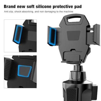 Car Cup Holder Phone Mount, 360° Rotating Clip, Retractable Rotatable Rod, One-Touch Operation, Anti-Shake Car Phone Holder Fit 2.76-3.78in Base, Compatible with 4-7.2in Smartphones