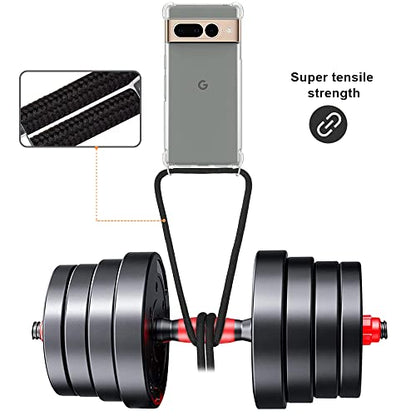 for Google Pixel 7 Pro Crossbody Case Shockproof Adjustable Lanyard Strap for Google Pixel 7 Pro Lightweight Crossbody Phone Case Soft TPU Bumper Protective Case Cover - Black - size: for Google Pixel 7 Pro