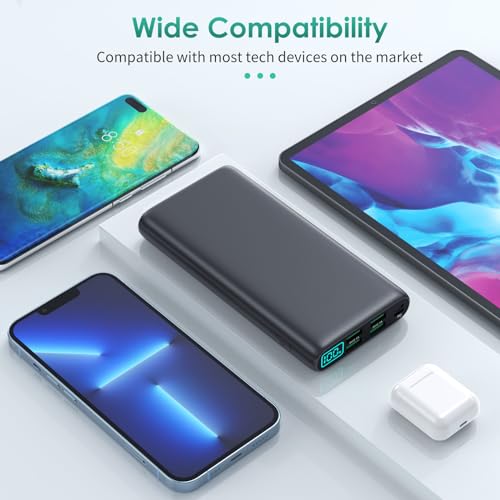Portable Charger 38800mAh Power Bank with 5 Outputs & 2 Inputs,PD USB C In&Out Fast Phone Charging External Battery Pack Backup,Travel Essential Outdoor for iPhone 18/17/16,Android Samsung Galaxy etc - color: Black
