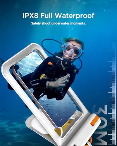 Miimall 2 Pack IPX8 Waterproof Phone Bag, Dustproof Waterproof Phone Case with Lanyard for iPhone 17 16 15 14 13 Pro Max, Ultra-Clear Phone Protector Pouch Cruise Travel Essentials 7.2 inch, White - color: White