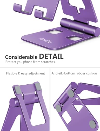 Aoviho Foldable Cell Phone Stand for Desk, Holder for iPhone,Purple - color: Purple